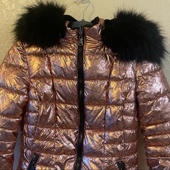 Coalition L.A. Reversible Metallic‎ Faux Fur Coat Mob Wife - Picture 11 of 16